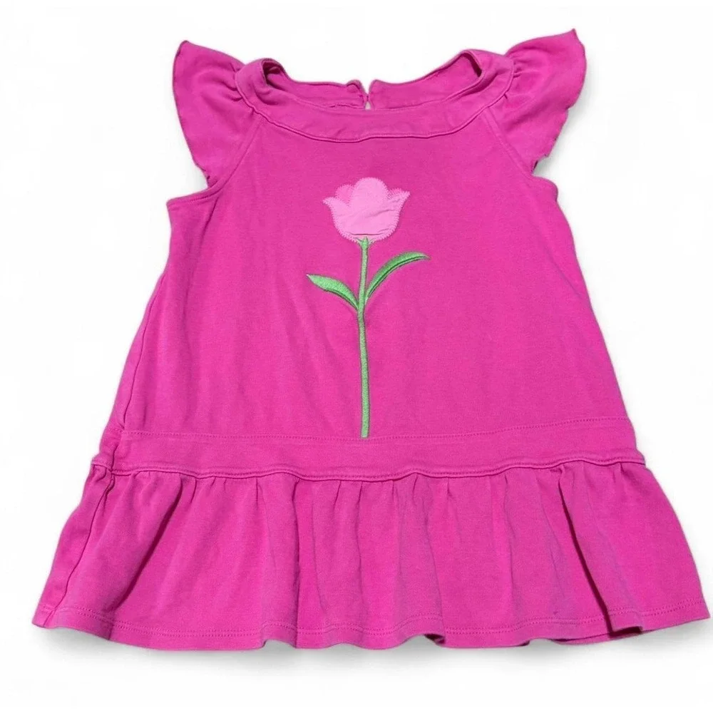 Y2K Gymboree Girls Size 8 Pink Tulip Flower Ruffle Tunic Cotton Spring